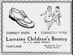 Ad for Lorraine Children's Bootery in 1935