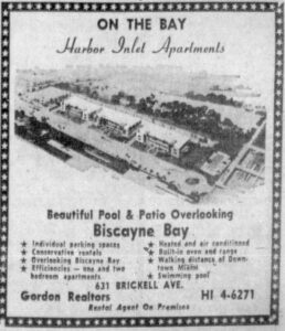 Ad for Harbor Inlet Apartments on September 14, 1958